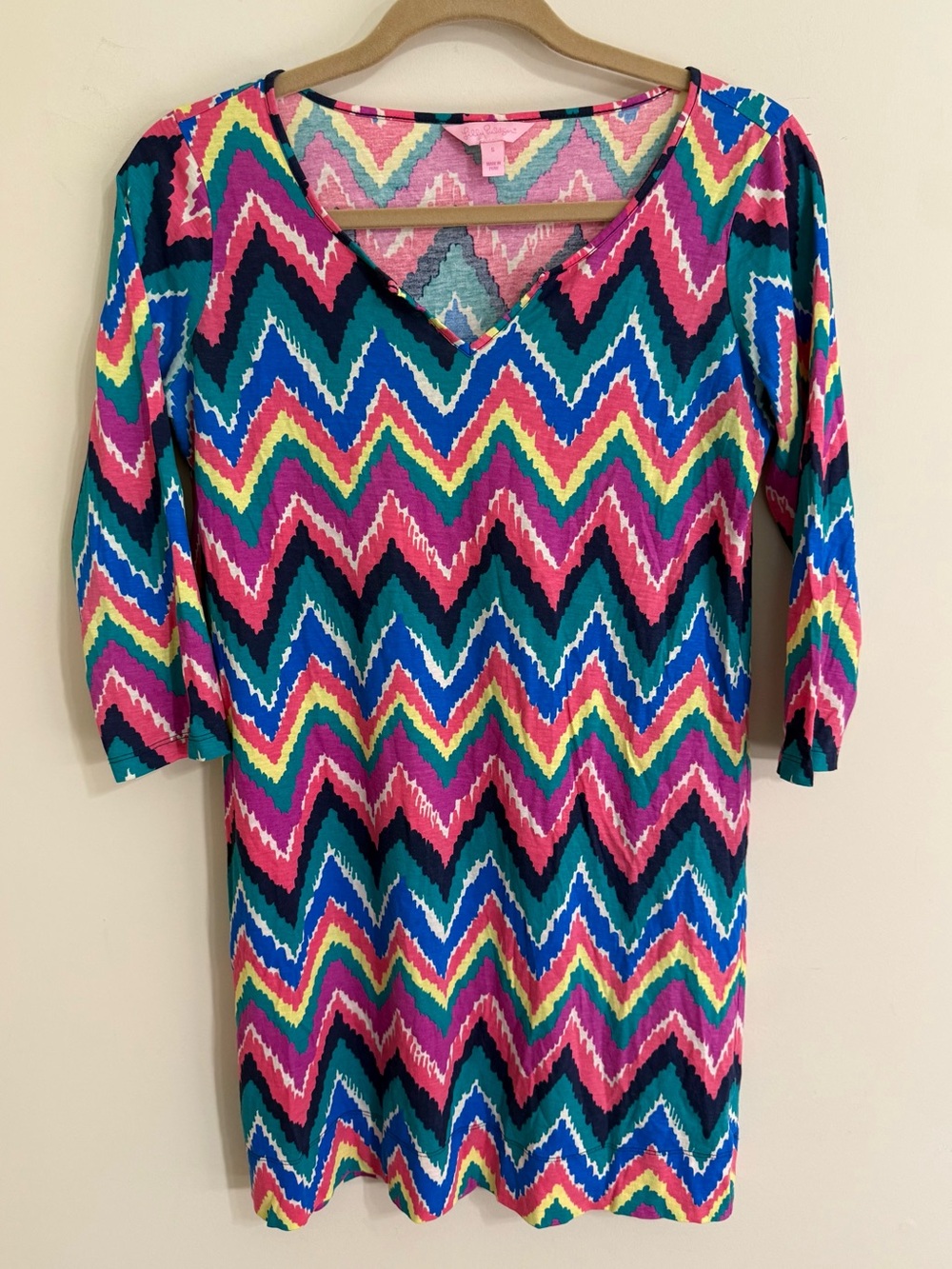LILLY PULITZER Womens Gretchen Chevron Pima Cotton Dress S Resort Preppy Resort